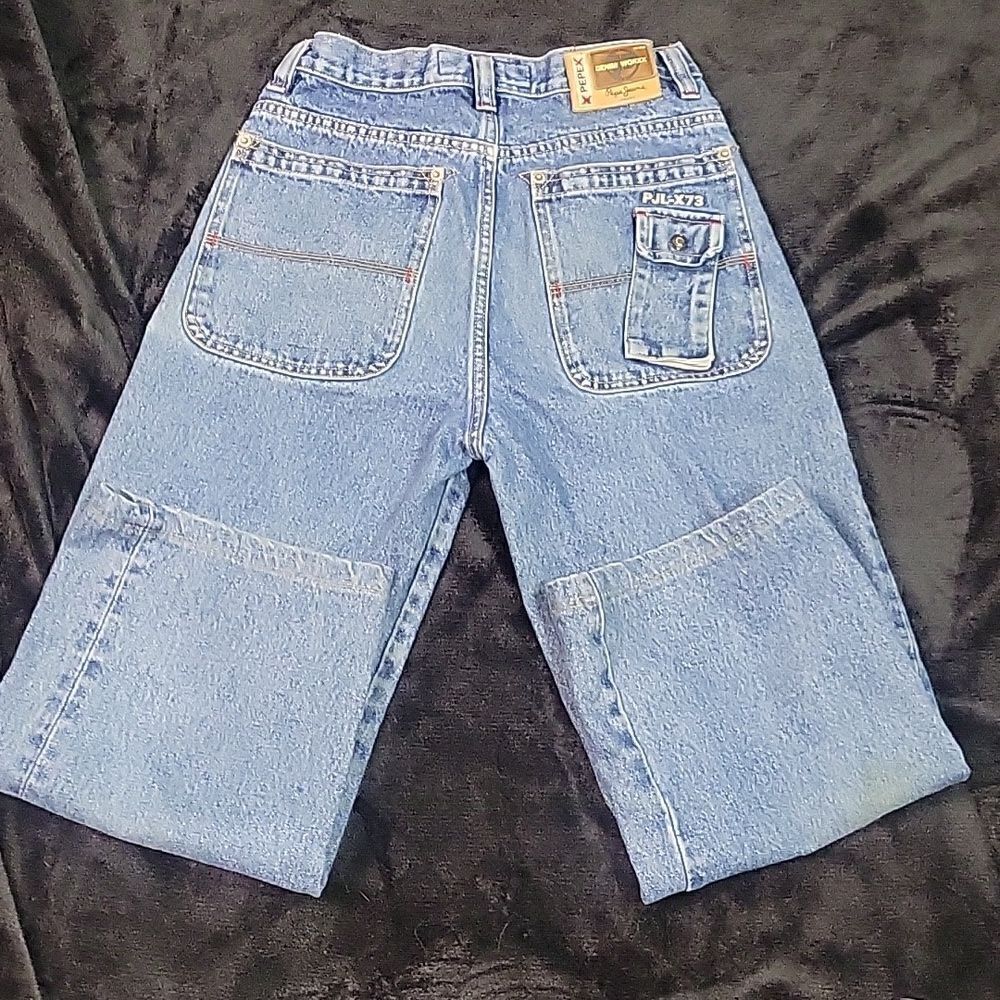 Pepe London Vintage 90s Denim Worxx High Waisted Wide Leg Cropped Jeans - Picture 8 of 9